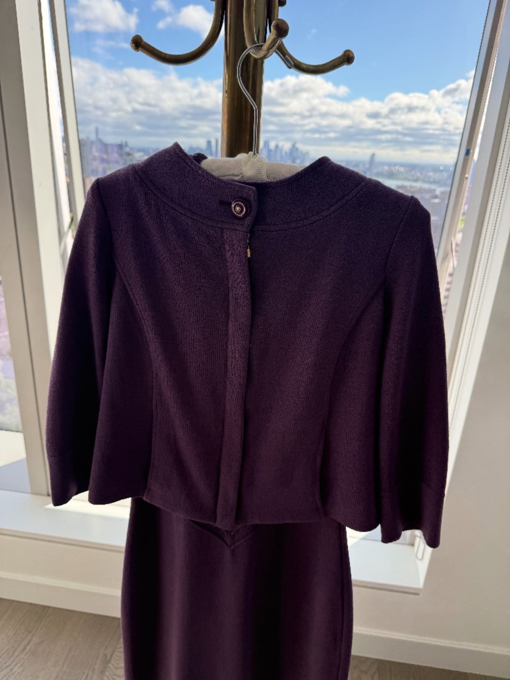St. John Collection Purple Knit Dress & Jacket Suit Set Size 4 Santana Style